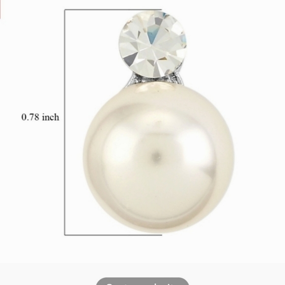 NEW! Andante Brand,Lab Created Faux Pearl & Crystal Stud Earrings in Silvertone - Picture 4 of 6